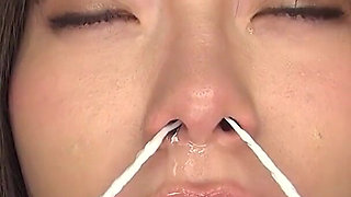 Nose Wide Open. Snot Dripping. She Sneezes and Tears on Your Face POV.