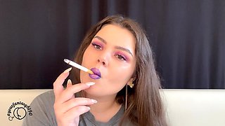 Purple Smoke Seduction: Close-up Vaping & Smoking