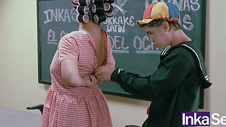 Sex school lesssion: latina girl with twintails gets pounded doggystyle