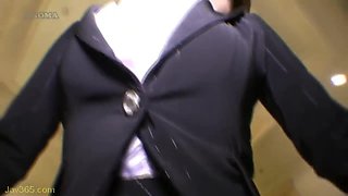 Hairy Asian Mommy in Fetish solo masturbation and panties flashing 02 - schoolgirl uniform fetish