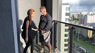 Risky Outdoor Sex with Sexy Redhead Slutty Teen