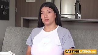 Busty Latina Amateur Kaori Titfucks and Blows Producer Steven's Big Cock