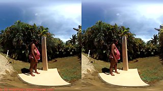 Miosotis Takes A Pool Shower; Gigantic Tits Ebony Bbw Stripping