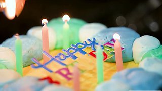 MILF blonde licks and puts dildo inside stepdaughter