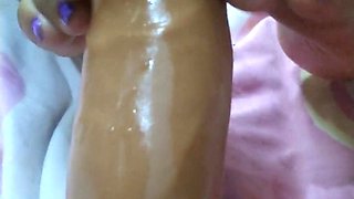 Foot Fetish and Dildo Handjob with Anal Lube