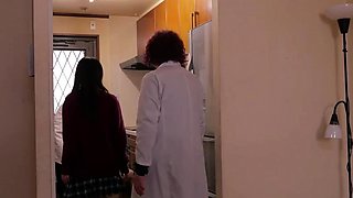 Cute outfit on Japanese teen taking a toy