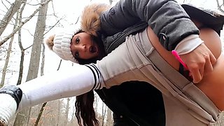 French Teen Masturbates in a Public Forest
