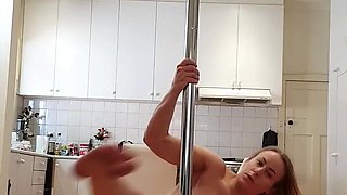 Pole Dancing in My Kitchen/pole Dance Room, Nude and in Lingerie. Showing My Sexy Body and My Strength