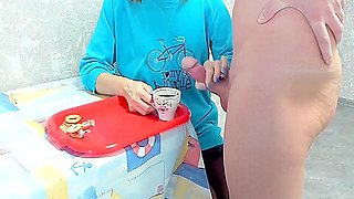 Milf Granny Drinks Coffee With Cum Taboo ,big Dick Huge Load 6 Min