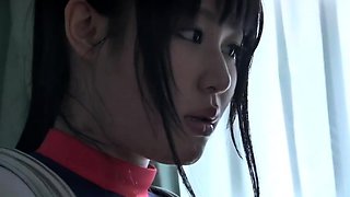 Busty Oriental girl in uniform indulges in wild sex action