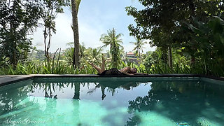 Teasing in See-thru Dress Outdoor at the Pool, Strip