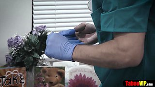 Doctor gives patient a sponge bath and vaginal probe