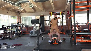 Cute fitness chick Emily Willis gets intimate with stranger at the gym