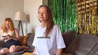 POV: Stepsister’s friend lost her mouth in cards.