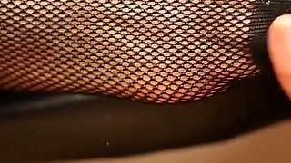 Soft Suede Boots & Fine Black Fishnets - Under Desk Foot Tease