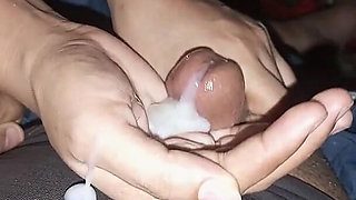 Sana Given a Blowjob and Sammer Cum in Her Hands
