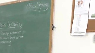 Big blonde teacher fucking her black student