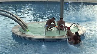 Yoha Galvez and Diana Dean are nasty babe enjoying a pool orgy