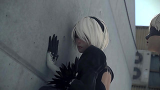 2B and 9S fucking outside Hentai 3D Animation Uncecored