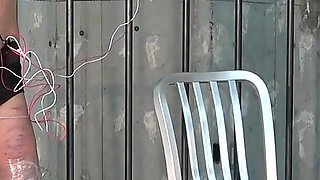 Anal Dildo Fixed, Electric Shocks to Nipples and Dick, Repeated Beatings with a Cane, by Mistress to Slave Butler Discipline