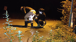 Horny MILF Gives Passionate Rimjob on a Outdoor