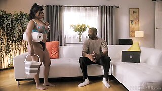 Busty brunette Summer Col is enjoying this huge wiener so much