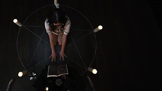 A nerdy slut summons a huge cock to bang her sex-starving pussy