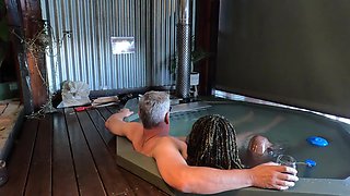 Ebony MILF Gets Her Ass Eaten and Pussy Fingered in a Hot Tub