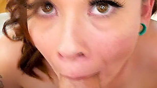 Natasha Knoles Petite Tattooed Brunette Small Tits Teen POV Cum Swallow No Hand Blowjob