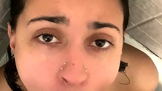 Beautiful Brunette Big Boobs Rides Fake Cock