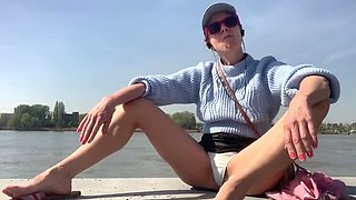 Hot MILF Lolacam Flashes Panties in Spring - Outdoor Exhibitionist Fun
