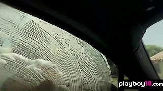 Exotic asian arousing and GFs wash a car