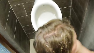 Girlfriend sucking dick inside toilet - Bathroom Blowjob