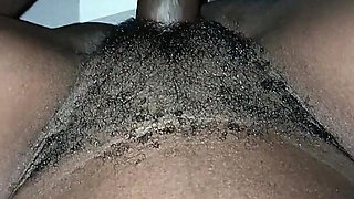 College Ebony Hairy Babe Getting Fucked Raw in Missionery After Home Party