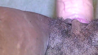 Big Fat White Cock Fucks Ebony Hairy Cunt - Amateur Creampie