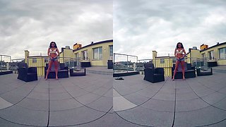 Brunette Hottie Toys Outdoors - Solo Model Fucks Her Vibrator