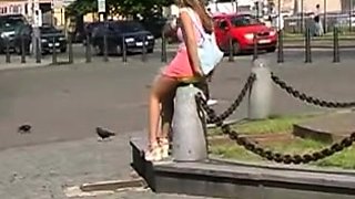 Mature upskirt amateur shows her pantys and asshole