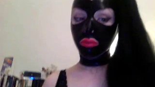 Latex Hooded Naughty Camgirl: Amateur, Brunette  Fetish Porn