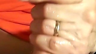 Wow!!! 60+ Granny Gives the Perfect Handjob on the Couch