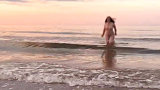 almost caught naked on a public beach