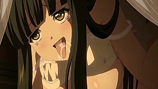 Horny anime chick with big juggs likes it in every position