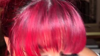 Tan stud gives a POV blowjob to his big cock