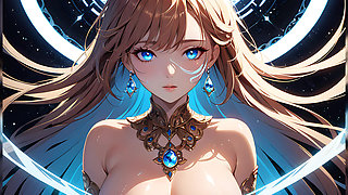 Trance of Light a Beautiful Young Woman with Mystical Glowing Markings