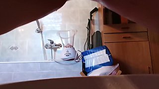 Shaving Extreme Hairy Pussy in a Bidet