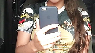 Sexy soccer player has a hot video call with her boyfriend