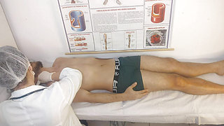 Nurse has her first patient with an erect penis!