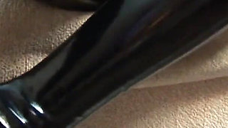 Close up masturbation of the perfect blonde babe in sexy leather high heel boots