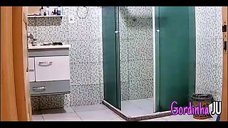 A Camera Catches Naughty Stepmother with Big Breasts and Bikini Marks Cleaning the House