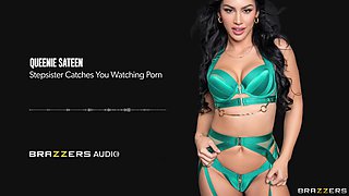 Stepsister Catches You Watching Porn With Queenie Sateen - Brazzers