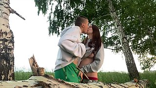 Fucking Hard My Best Friend's Hot Girlfriend in Forest While He Setting up a Tent and Building a Bonfire